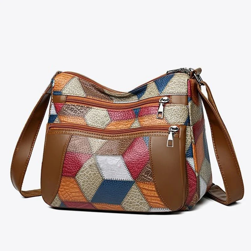 Women's handbags are suitable for middle-aged and elderly mothers, travel cross-body bags with geometric patterns