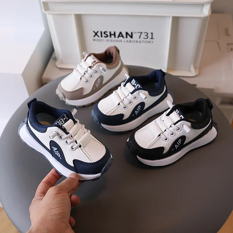 Children's Shoes Spring and Autumn Girls White Shoes Non-slip Children Baby Shoes Shell Head Sports Shoes Soft and Comfortable