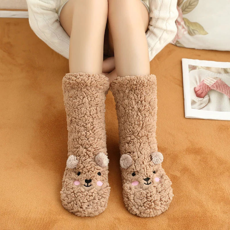 Thicken Winter Floor Socks Non-Slip Foot Warm Indoor Sock Shoes Kids Adult Soft Plush Home Bedroom Sock Slippers Baby Accessoris
