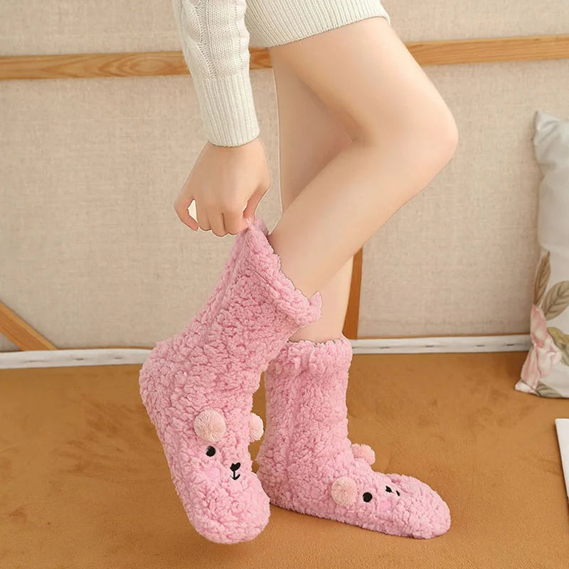 Thicken Winter Floor Socks Non-Slip Foot Warm Indoor Sock Shoes Kids Adult Soft Plush Home Bedroom Sock Slippers Baby Accessoris