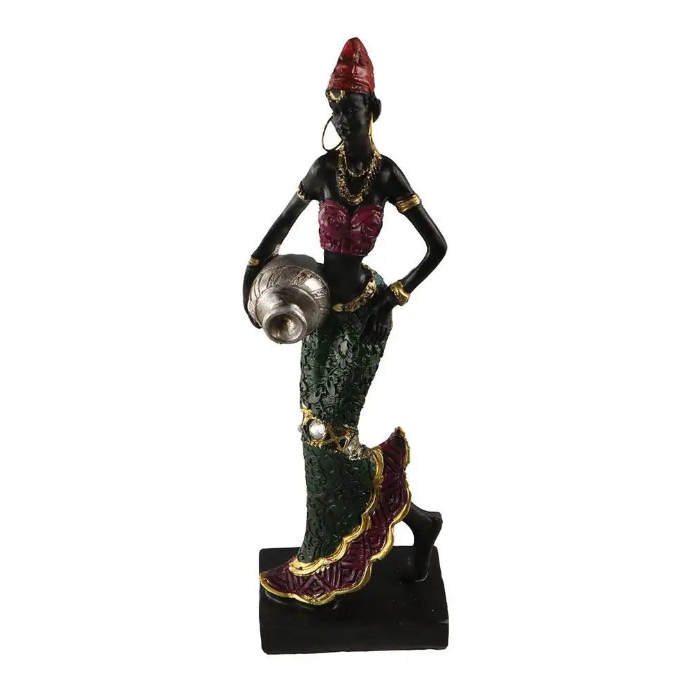 Easy to Use Ethnic Customs Cabinet Decor Vintage Art Design African Statue Desktop Ornament Resin Crafts Tribal Lady Figurines