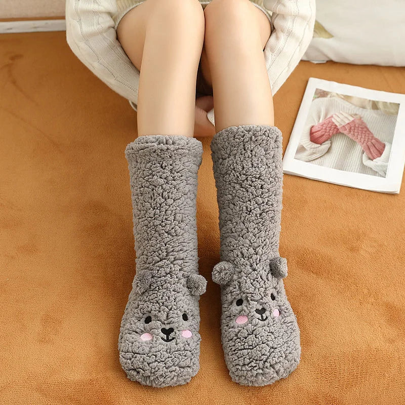 Thicken Winter Floor Socks Non-Slip Foot Warm Indoor Sock Shoes Kids Adult Soft Plush Home Bedroom Sock Slippers Baby Accessoris