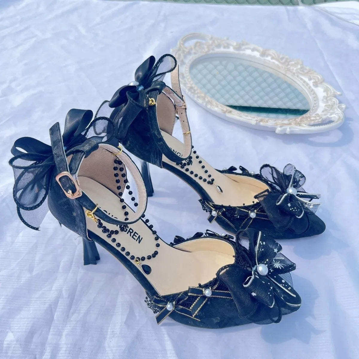 Elegant woman heeled shoes black lolita shoes heels for ladies y2k dress shoes for women High quality wedding shoes bride