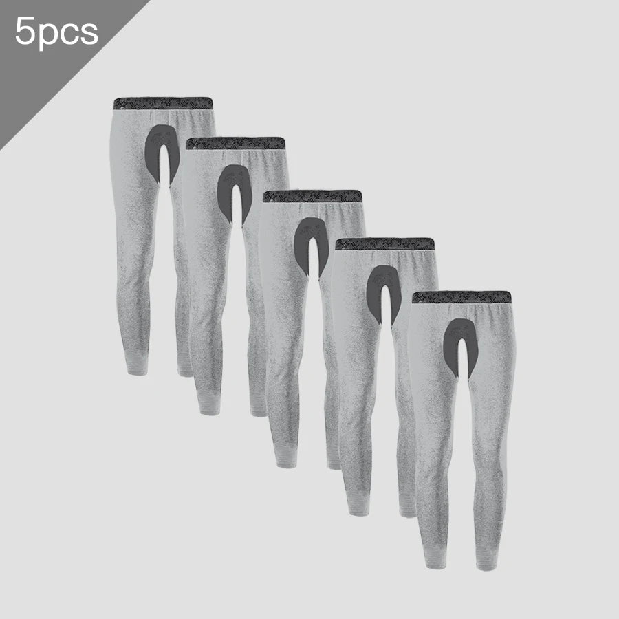 5PCS Men's open-crotch thermal trousers. Thin base-layer trousers, suitable for middle-aged and elderly men. Long johns for autu