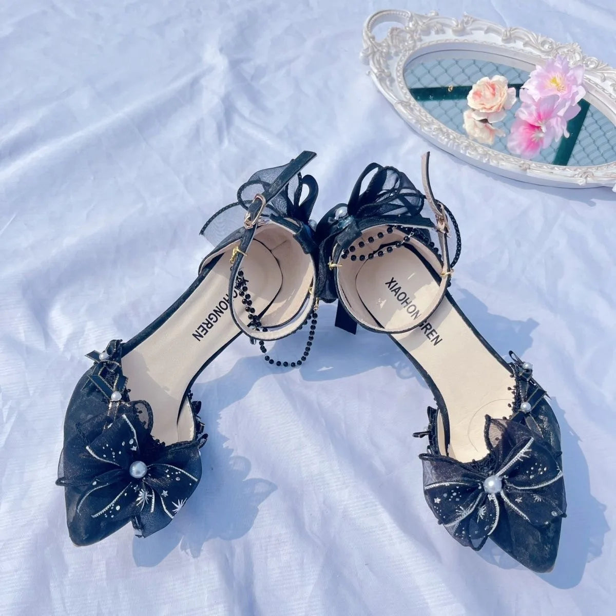 Elegant woman heeled shoes black lolita shoes heels for ladies y2k dress shoes for women High quality wedding shoes bride