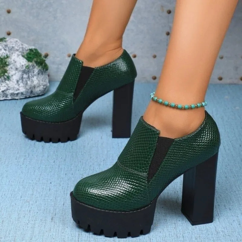 Ladies Shoes 2025 New Brand Slip-on Women's High Heels Hot Sale Round Toe Party Pumps Plus Size Super High Shoes for Women