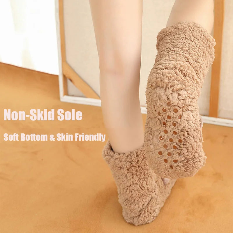 Thicken Winter Floor Socks Non-Slip Foot Warm Indoor Sock Shoes Kids Adult Soft Plush Home Bedroom Sock Slippers Baby Accessoris