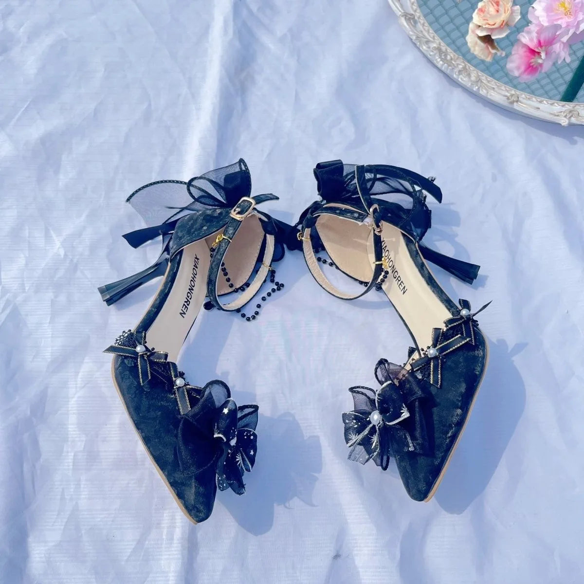 Elegant woman heeled shoes black lolita shoes heels for ladies y2k dress shoes for women High quality wedding shoes bride