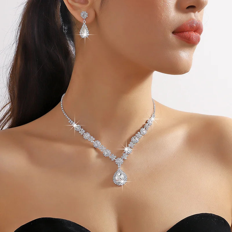 3-piece Women's Claw Chain Series Geometric Droplet Earrings Necklace Set Wedding Banquet Party Holiday Gift 8056