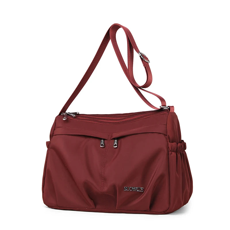 Women's Large Capacity Multi-Pocket Waterproof Nylon Crossbody Shoulder Bag, Detachable Strap Tote Handbag for Moms, Shopping