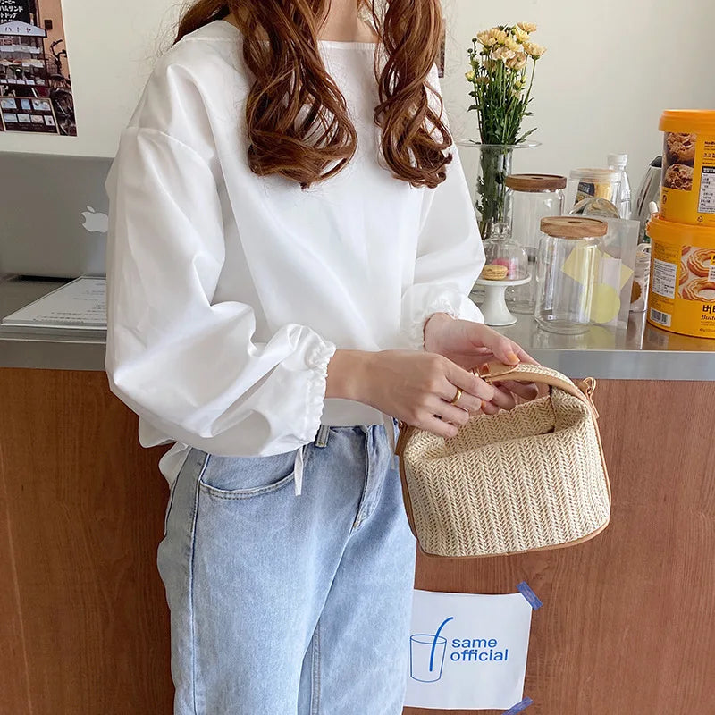 Casual bag Straw Crossbody Bag For Women New Bohemian Small Knitting Summer Purse And Handbag Vacational Bucket Beach Bags