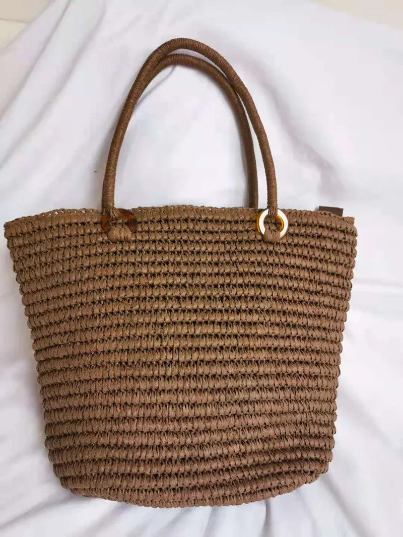 Handmade Women's Handbags Bohemian Summer Straw Beach Bag Female Large Capacity Shoulder Bag Shopper Basket Woven Tote Bags