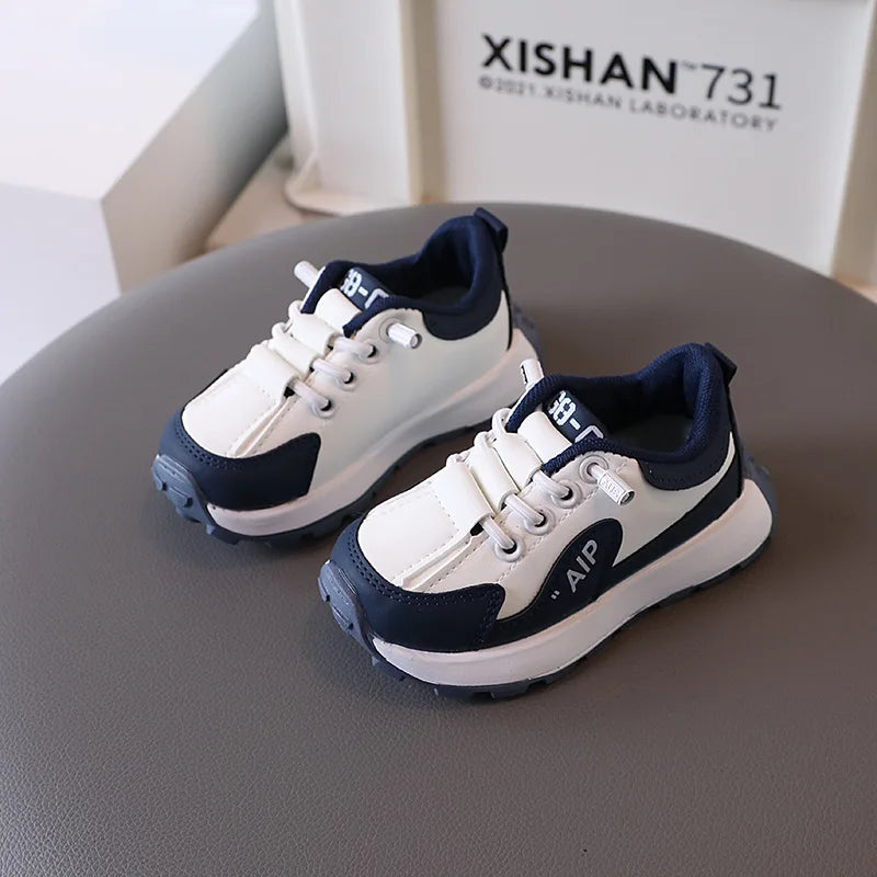 Children's Shoes Spring and Autumn Girls White Shoes Non-slip Children Baby Shoes Shell Head Sports Shoes Soft and Comfortable