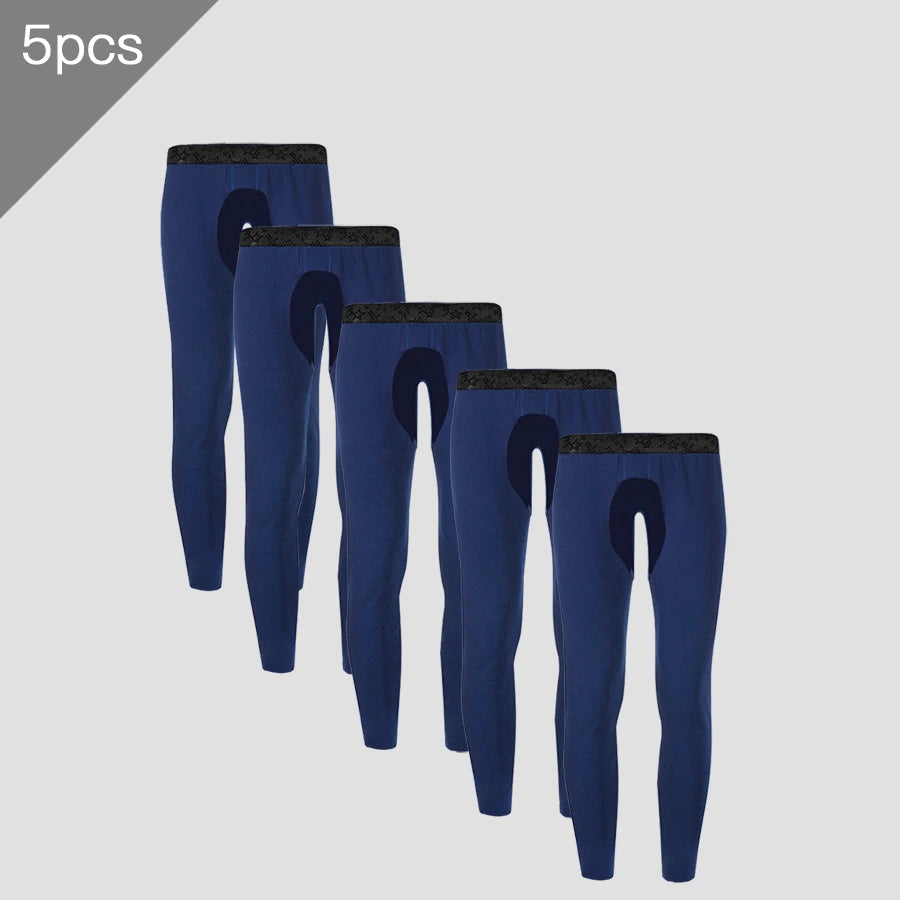 5PCS Men's open-crotch thermal trousers. Thin base-layer trousers, suitable for middle-aged and elderly men. Long johns for autu