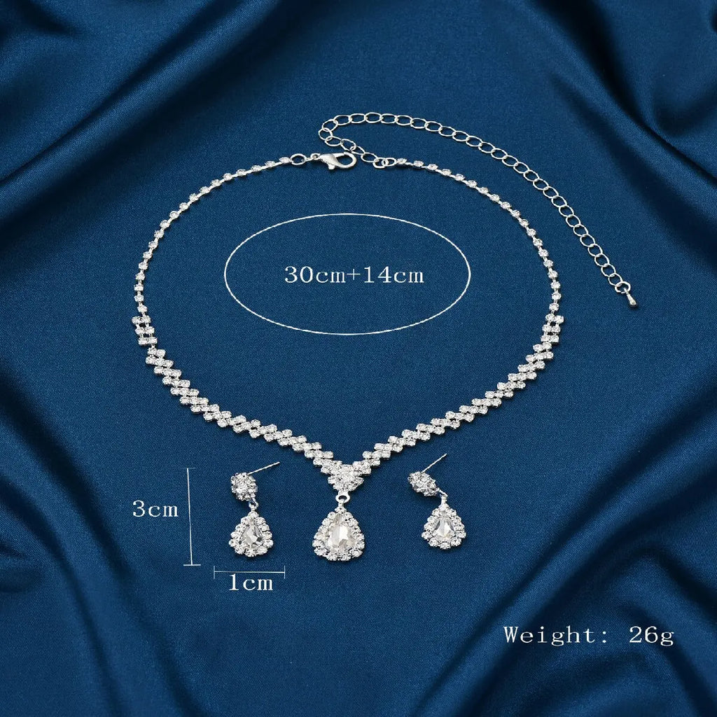 1 Set Of Fashionable And Simple Water Droplet Necklace, Earrings, Jewelry Set, Women's Wedding Banquet Party Daily Accessories