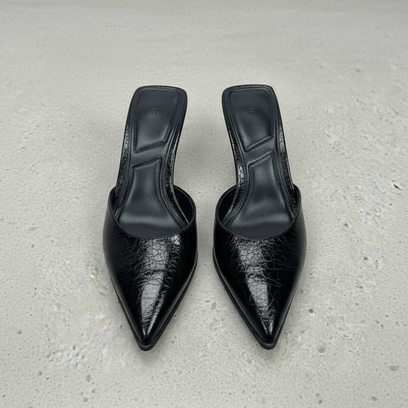 Women High Heels Sandals Elegant Pointed Toe 2025 Summer Footwear Brand Designer Slip on Party Ladies Mules Shoes