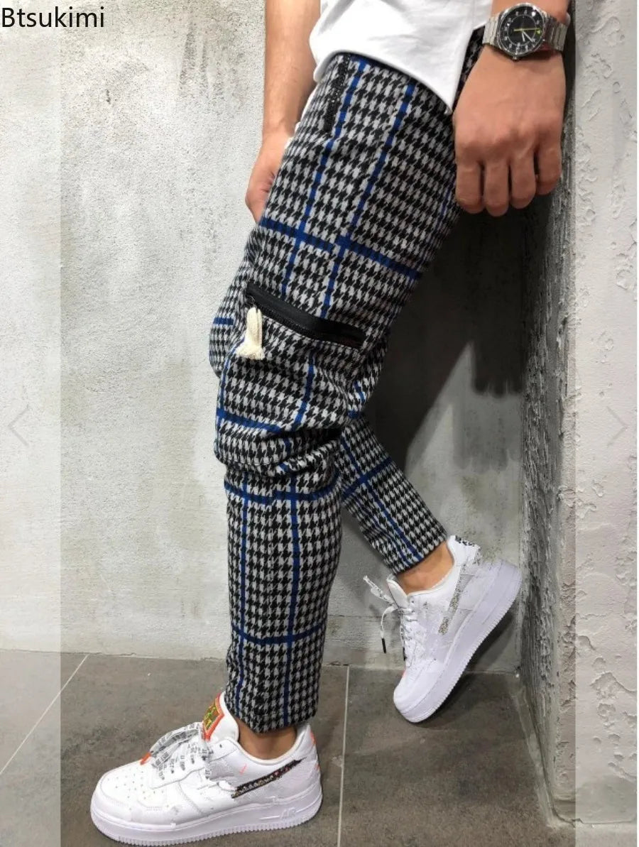 2025 Men's Casual Striped Trousers Comfortable Elastic Waist Drawstring Sweatpants Streetwear Spring Autumn All Match Men Pants