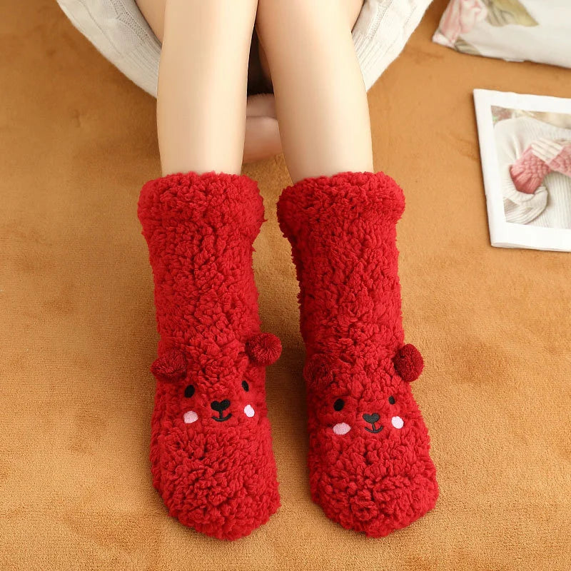 Thicken Winter Floor Socks Non-Slip Foot Warm Indoor Sock Shoes Kids Adult Soft Plush Home Bedroom Sock Slippers Baby Accessoris