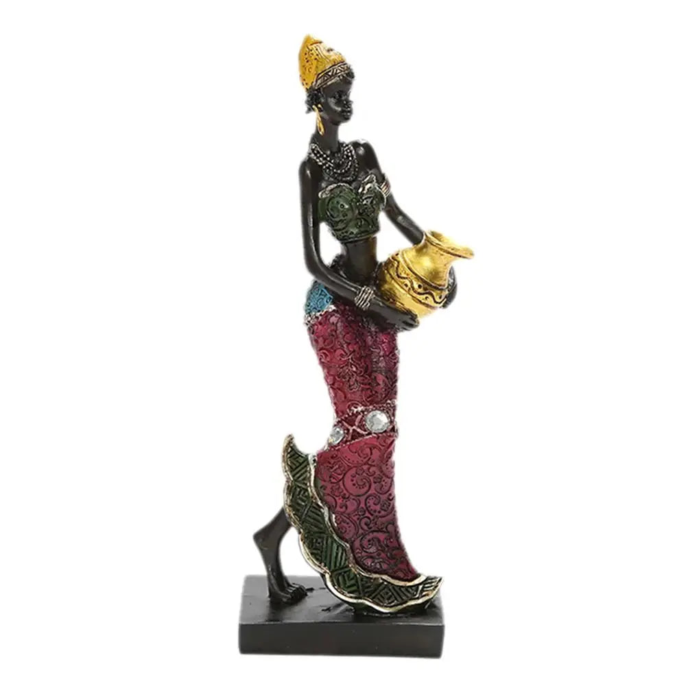 Easy to Use Ethnic Customs Cabinet Decor Vintage Art Design African Statue Desktop Ornament Resin Crafts Tribal Lady Figurines
