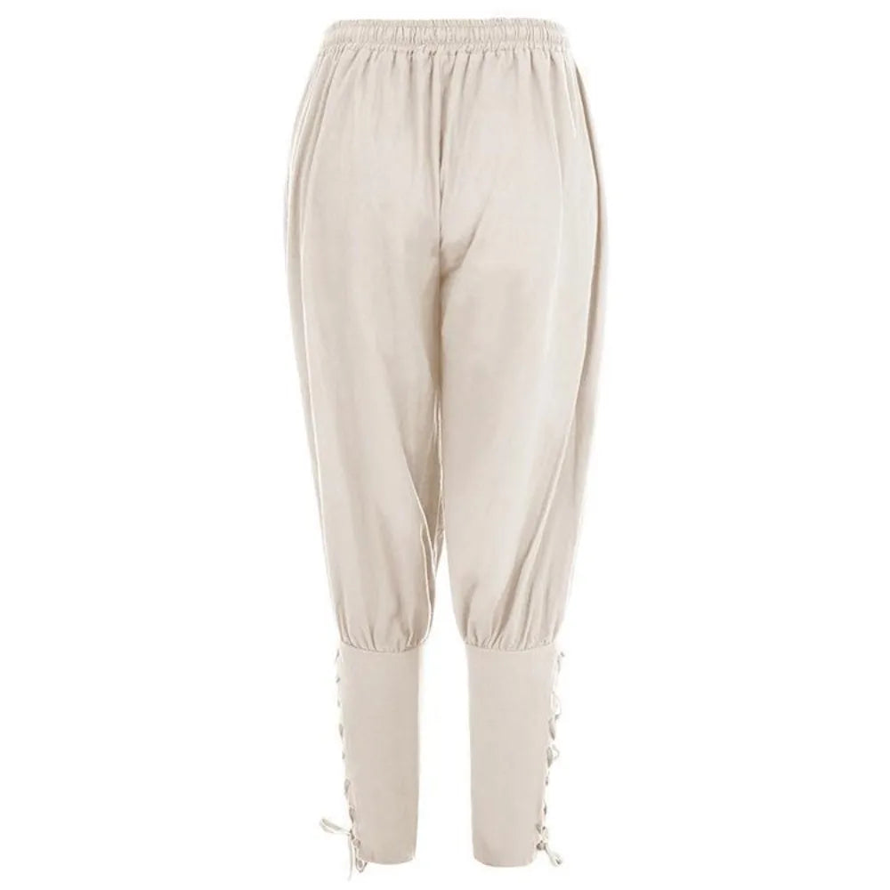 Men's Casual Trousers New Summer Drawstring Trousers Medieval Pirate Trousers Cotton and Linen Streetwear Pants