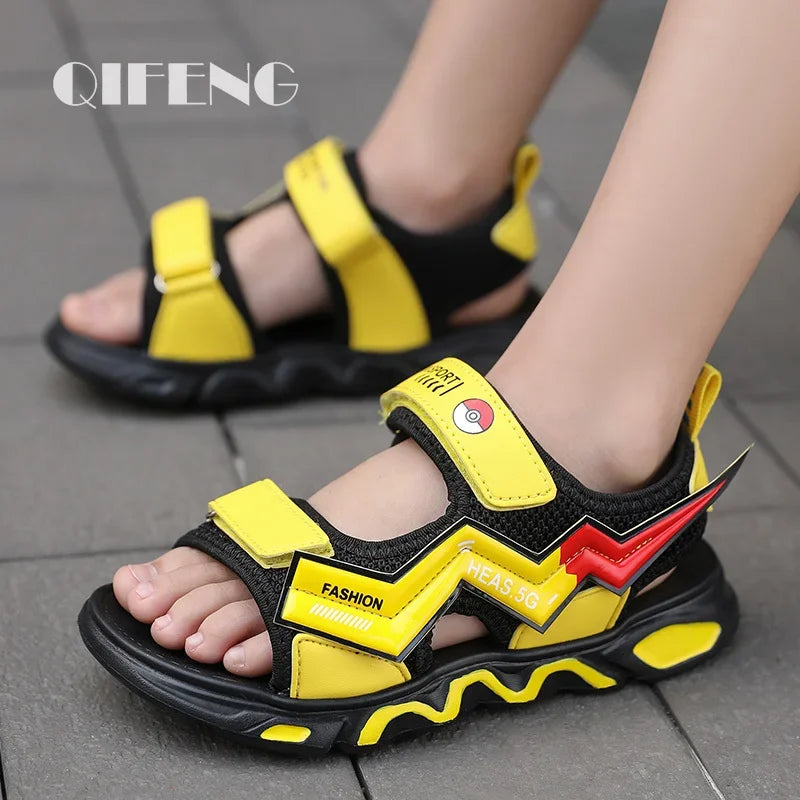 2025 Children Shoes Boys Sandals Kids Fashion Summer 5 8 Cartoon Casual Flat Sandal Teenagers Cool Spider Sport Sandals Light