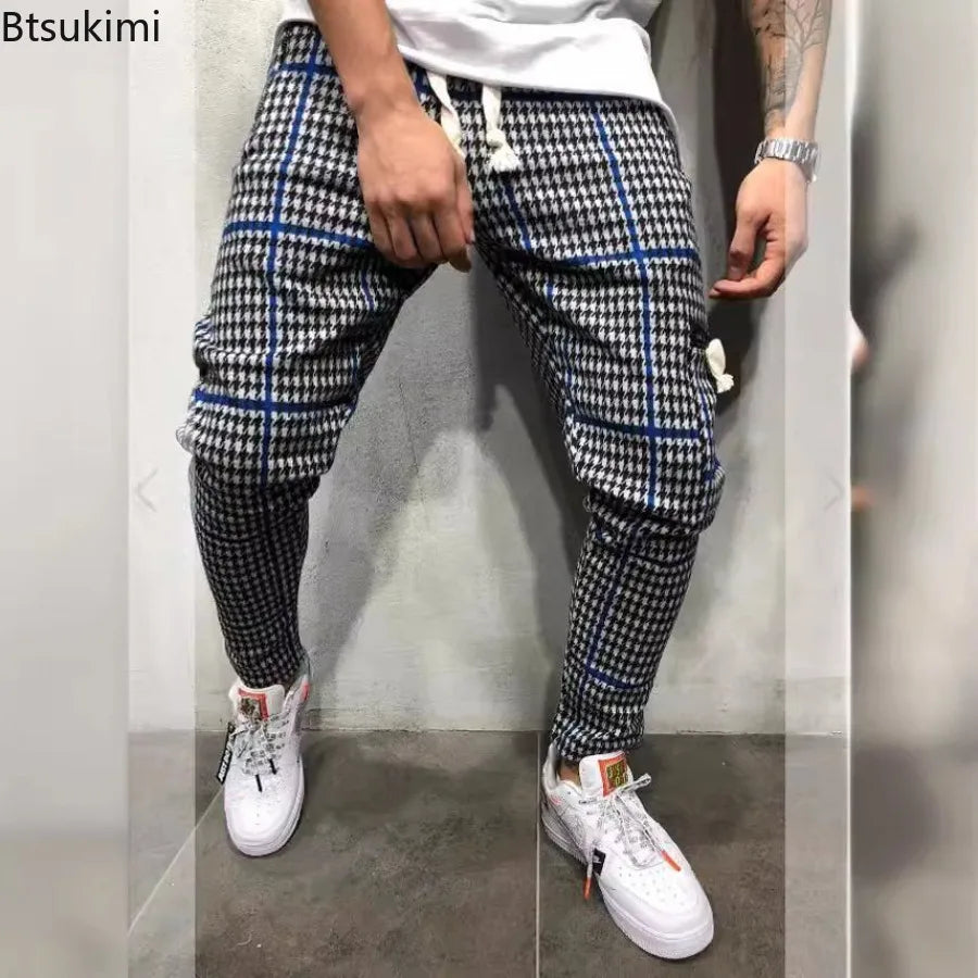 2025 Men's Casual Striped Trousers Comfortable Elastic Waist Drawstring Sweatpants Streetwear Spring Autumn All Match Men Pants