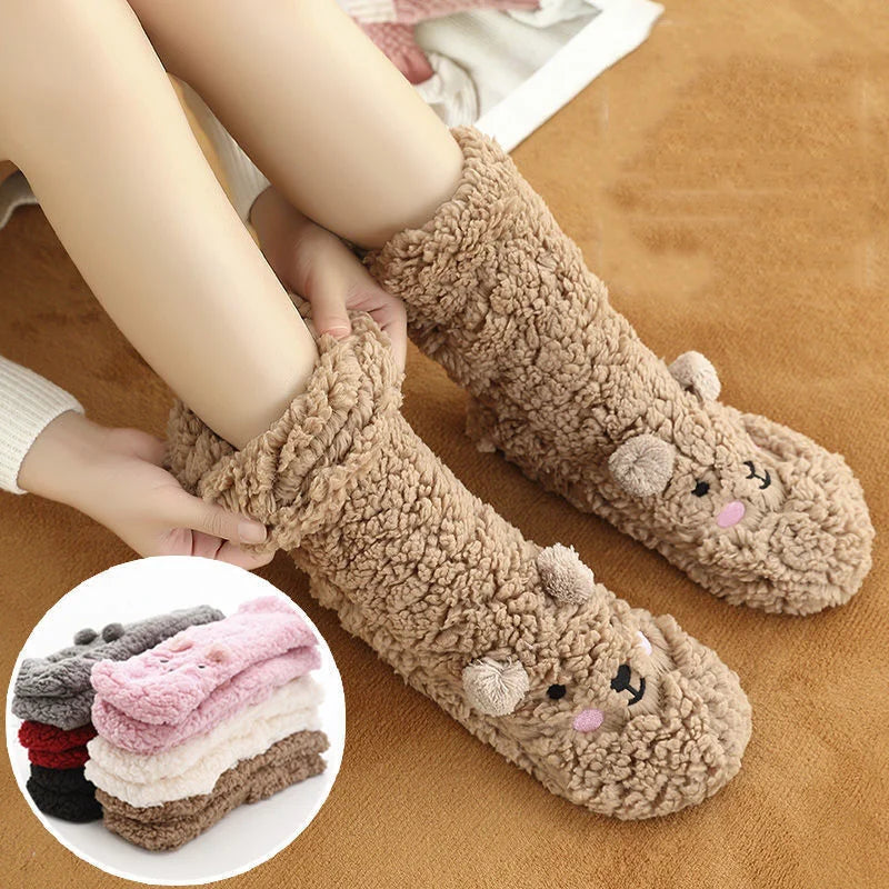 Thicken Winter Floor Socks Non-Slip Foot Warm Indoor Sock Shoes Kids Adult Soft Plush Home Bedroom Sock Slippers Baby Accessoris