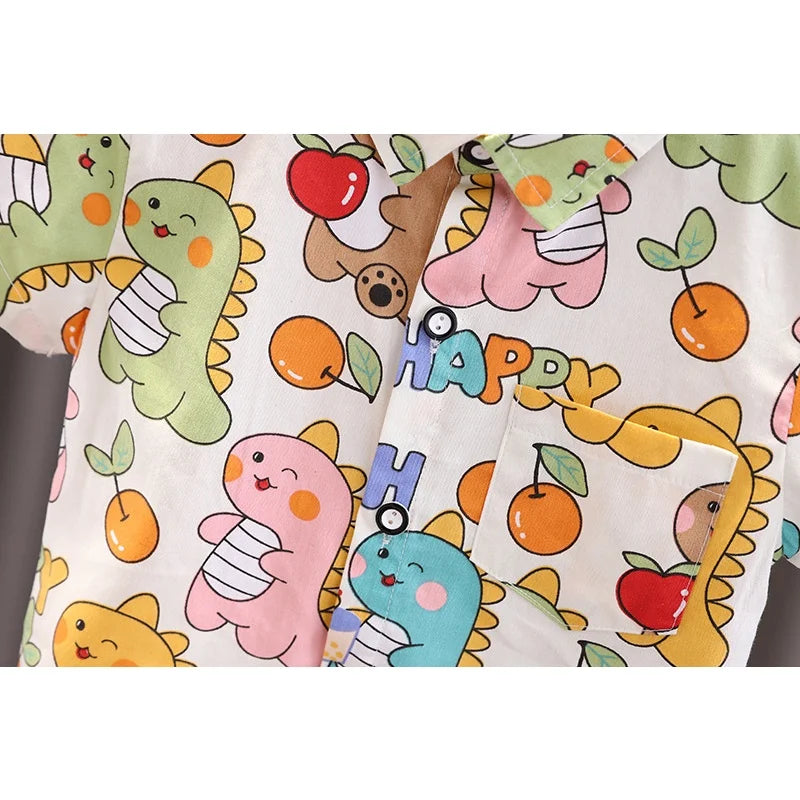 Children Clothing 2023 New Fashionable Boys Clothes Set Summer Kids Sports Style Short Sleeve Shirt Shorts Two Piece Set