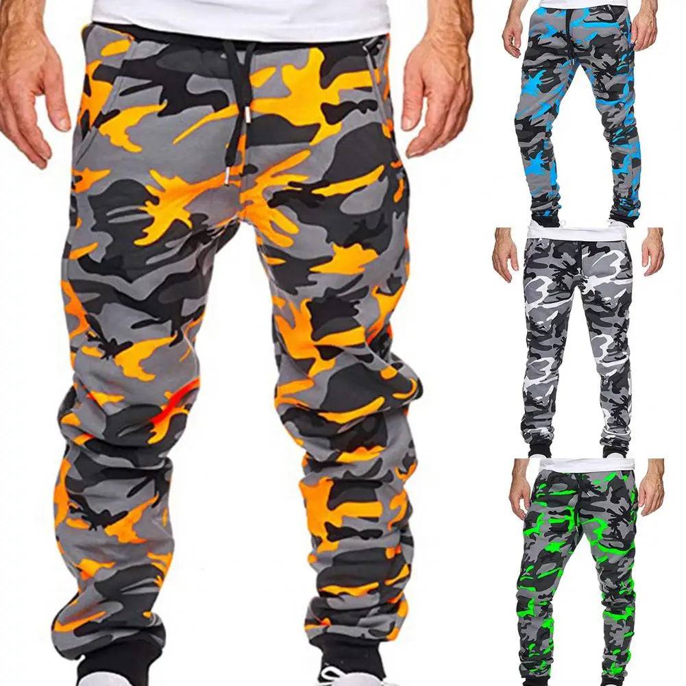 Casual Trousers Colorful Men Pants Anti-shrink Camouflage Jogger Trousers  Pockets