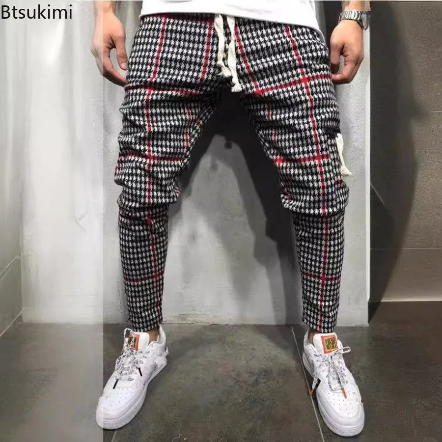 2025 Men's Casual Striped Trousers Comfortable Elastic Waist Drawstring Sweatpants Streetwear Spring Autumn All Match Men Pants