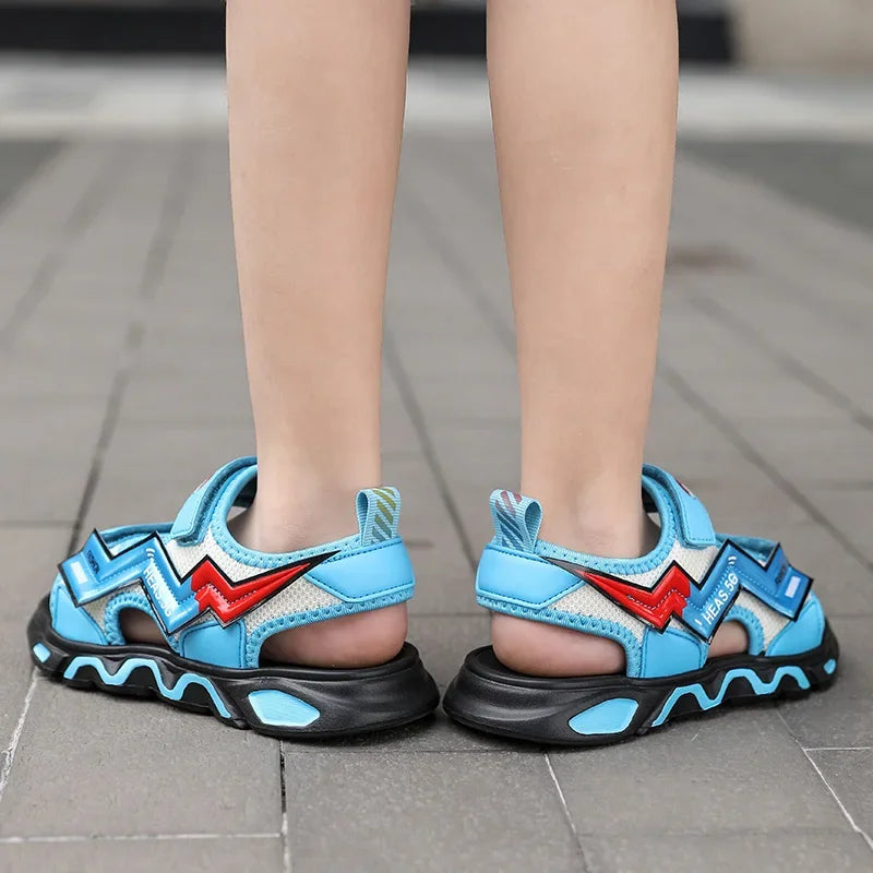 2025 Children Shoes Boys Sandals Kids Fashion Summer 5 8 Cartoon Casual Flat Sandal Teenagers Cool Spider Sport Sandals Light