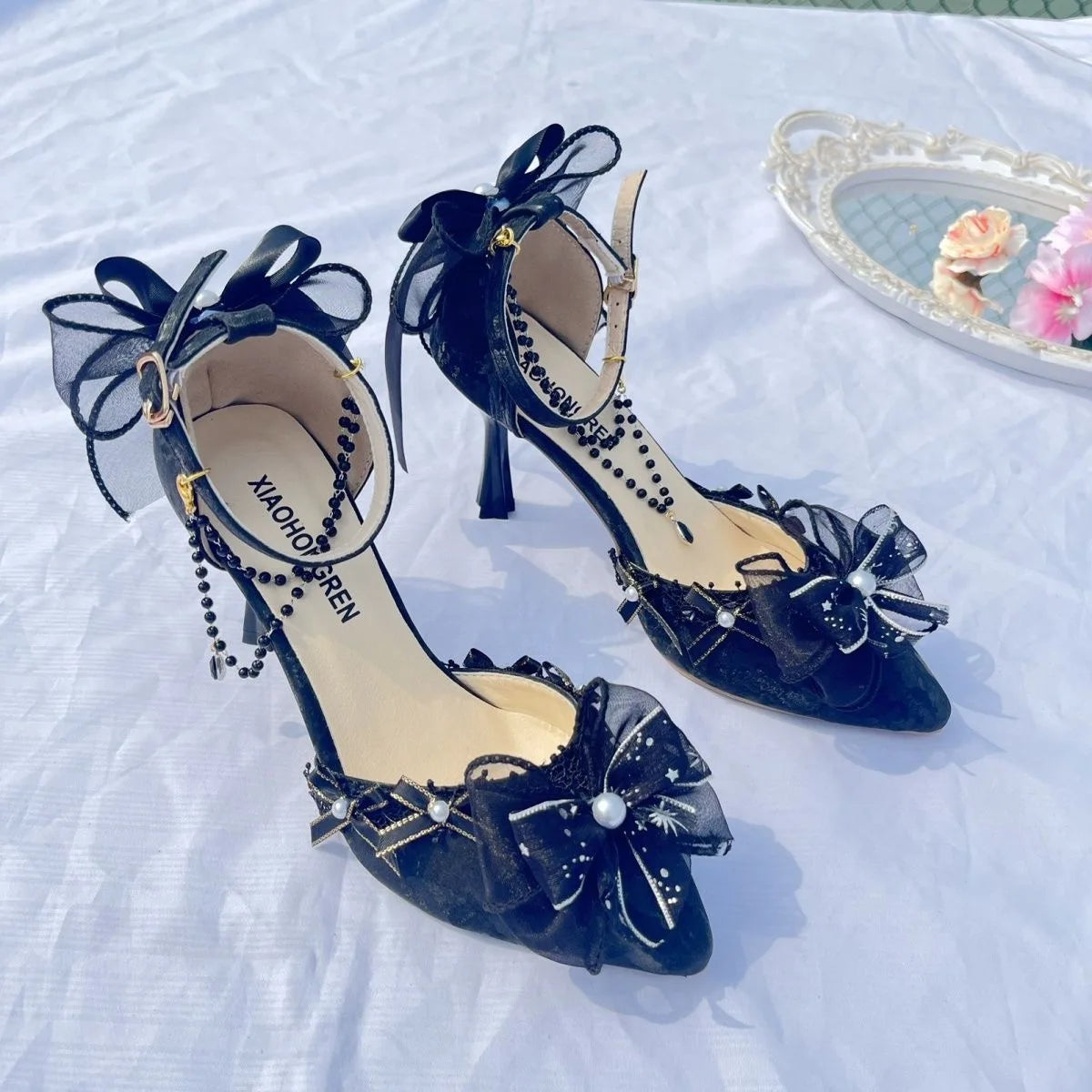 Elegant woman heeled shoes black lolita shoes heels for ladies y2k dress shoes for women High quality wedding shoes bride