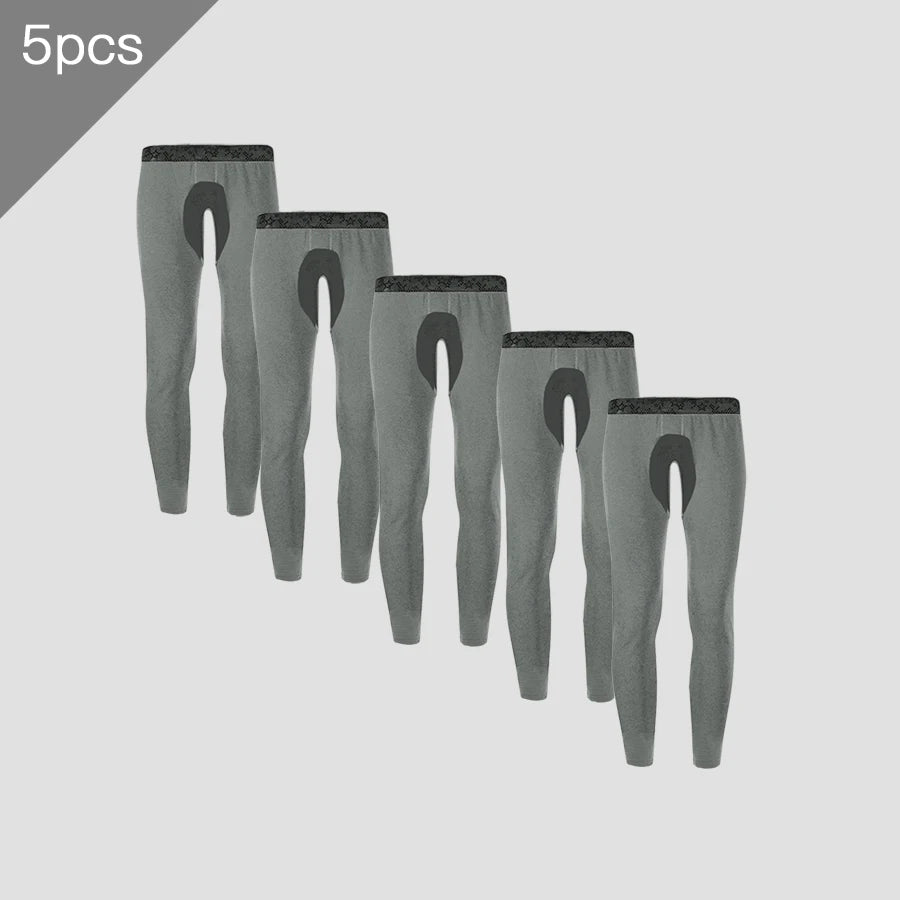 5PCS Men's open-crotch thermal trousers. Thin base-layer trousers, suitable for middle-aged and elderly men. Long johns for autu