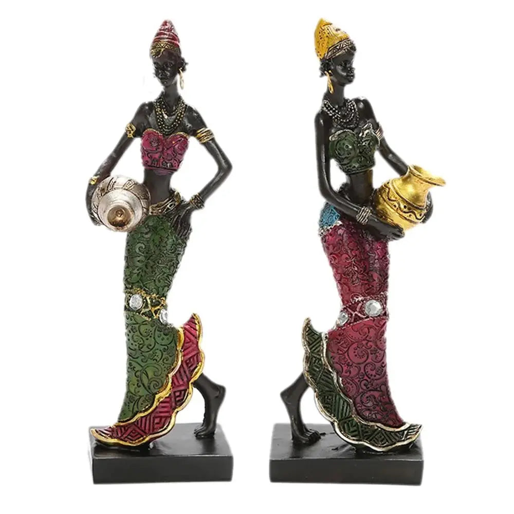Easy to Use Ethnic Customs Cabinet Decor Vintage Art Design African Statue Desktop Ornament Resin Crafts Tribal Lady Figurines