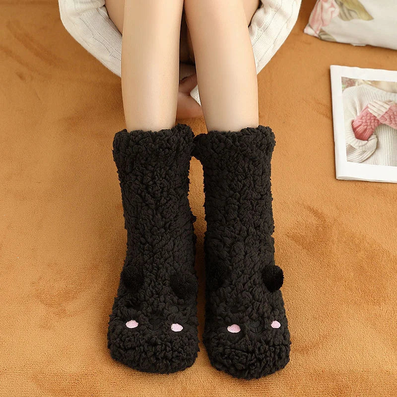 Thicken Winter Floor Socks Non-Slip Foot Warm Indoor Sock Shoes Kids Adult Soft Plush Home Bedroom Sock Slippers Baby Accessoris