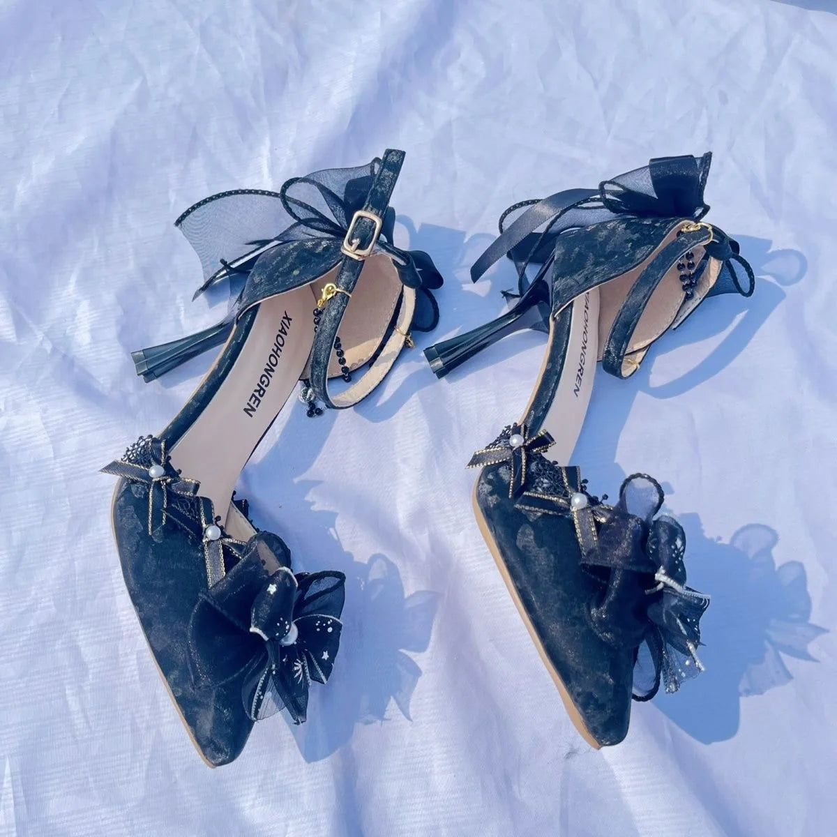 Elegant woman heeled shoes black lolita shoes heels for ladies y2k dress shoes for women High quality wedding shoes bride