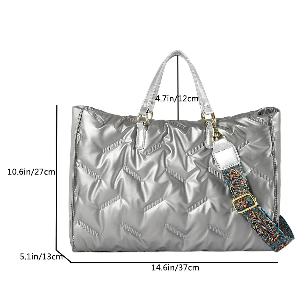 Fashion Large Tote Padded Handbags Designer Quilted Women Shoulder Bags Luxury Nylon Down Cotton Crossbody Bag Winter Tote Big