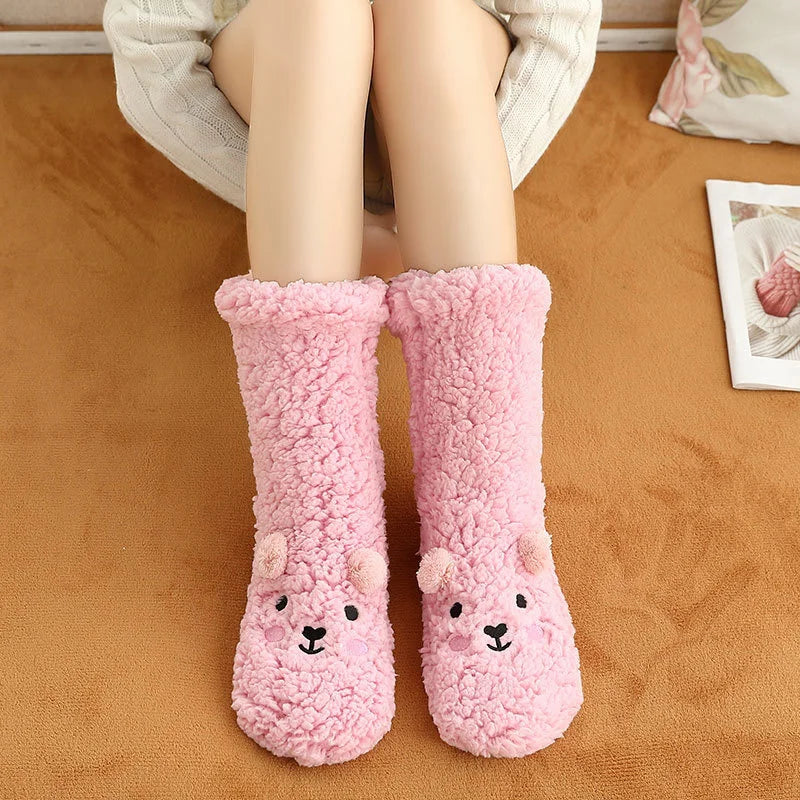 Thicken Winter Floor Socks Non-Slip Foot Warm Indoor Sock Shoes Kids Adult Soft Plush Home Bedroom Sock Slippers Baby Accessoris