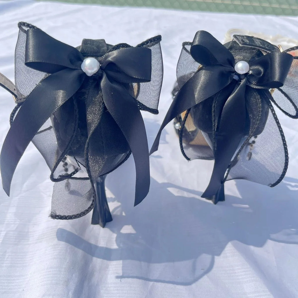 Elegant woman heeled shoes black lolita shoes heels for ladies y2k dress shoes for women High quality wedding shoes bride