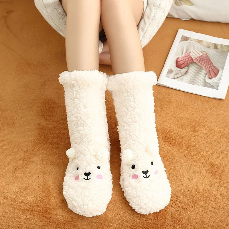 Thicken Winter Floor Socks Non-Slip Foot Warm Indoor Sock Shoes Kids Adult Soft Plush Home Bedroom Sock Slippers Baby Accessoris