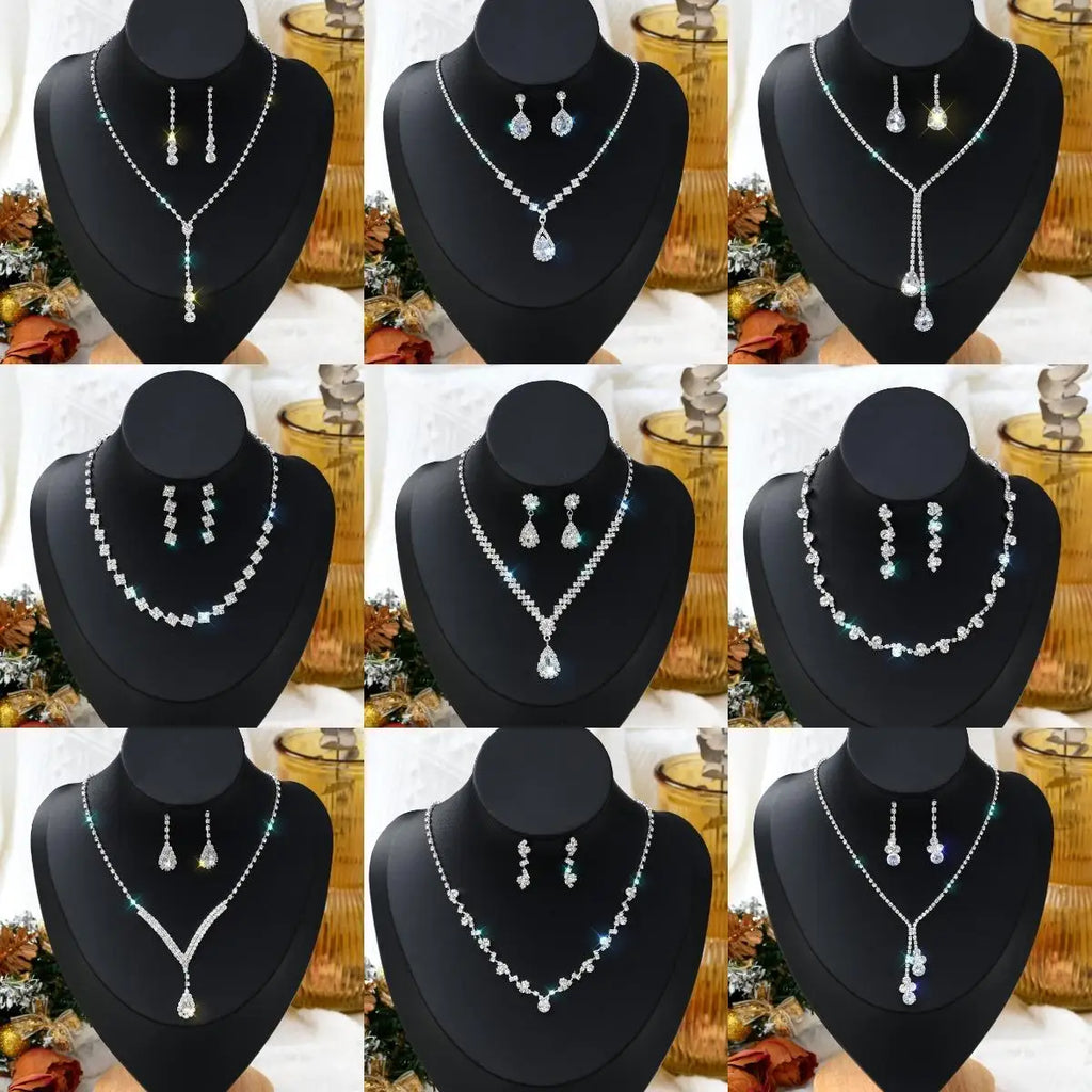 1 Set Of Fashionable And Simple Water Droplet Necklace, Earrings, Jewelry Set, Women's Wedding Banquet Party Daily Accessories