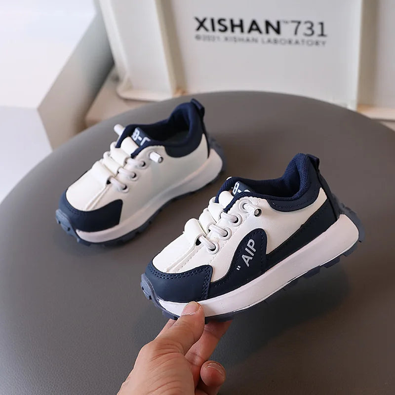 Children's Shoes Spring and Autumn Girls White Shoes Non-slip Children Baby Shoes Shell Head Sports Shoes Soft and Comfortable