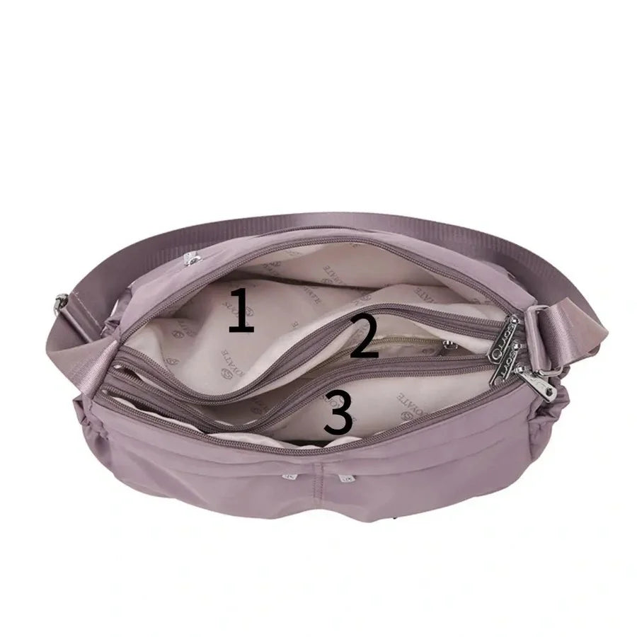 Women's Large Capacity Multi-Pocket Waterproof Nylon Crossbody Shoulder Bag, Detachable Strap Tote Handbag for Moms, Shopping