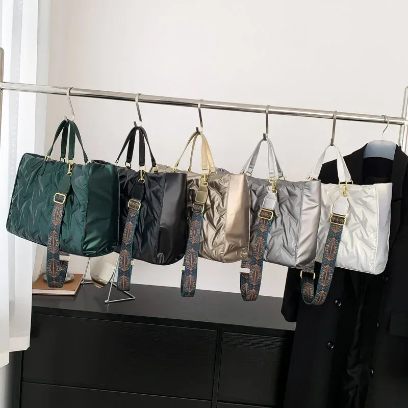 Fashion Large Tote Padded Handbags Designer Quilted Women Shoulder Bags Luxury Nylon Down Cotton Crossbody Bag Winter Tote Big