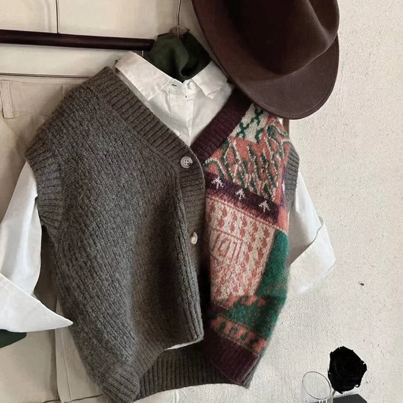 Children's Clothing 2023 Autumn Boys and Girls Western Style Children's Retro Knitted Vest Pants Fashion Winter vest