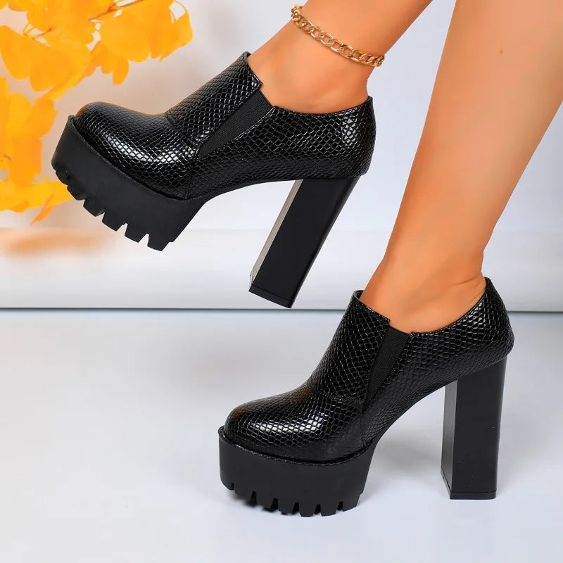 Ladies Shoes 2025 New Brand Slip-on Women's High Heels Hot Sale Round Toe Party Pumps Plus Size Super High Shoes for Women