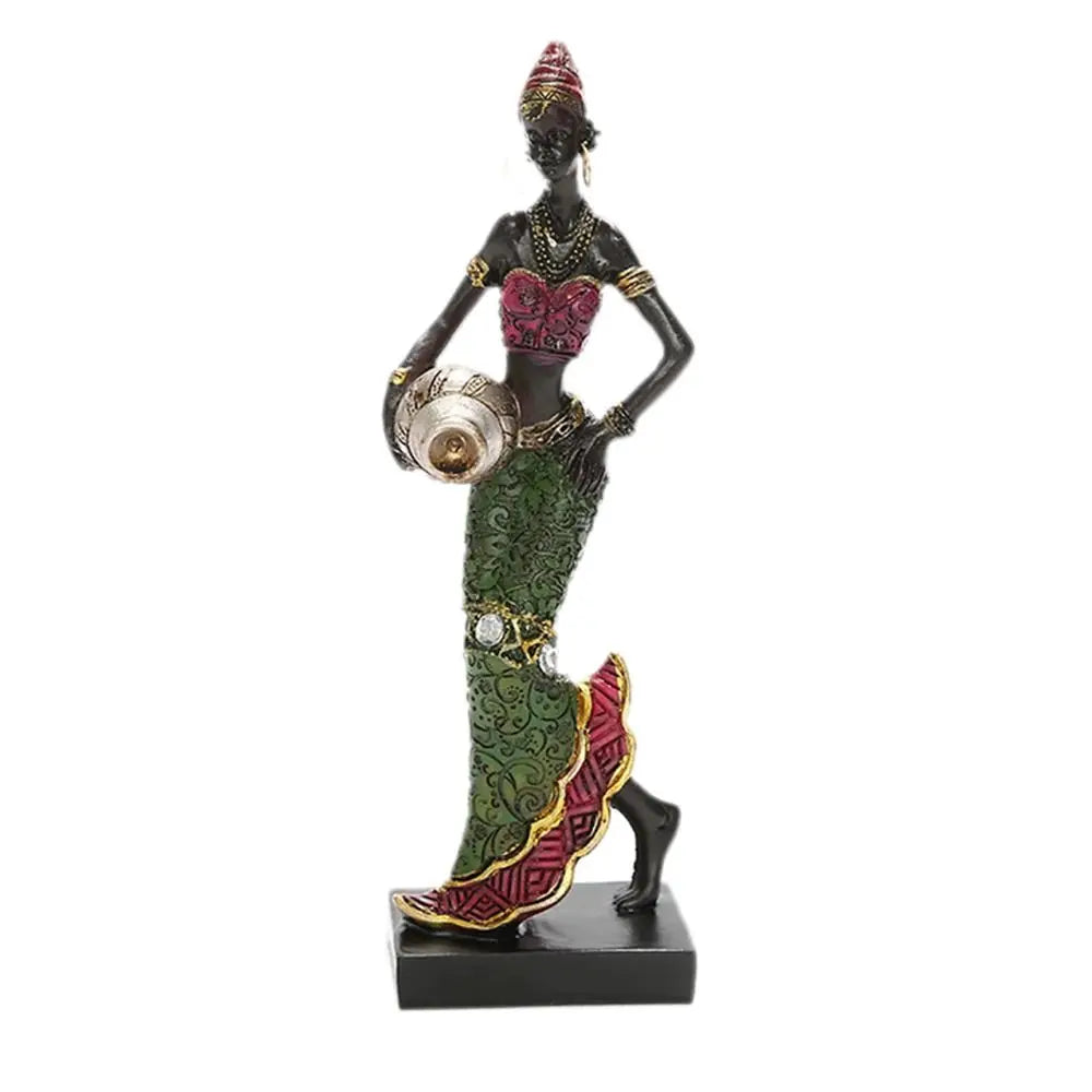 Easy to Use Ethnic Customs Cabinet Decor Vintage Art Design African Statue Desktop Ornament Resin Crafts Tribal Lady Figurines