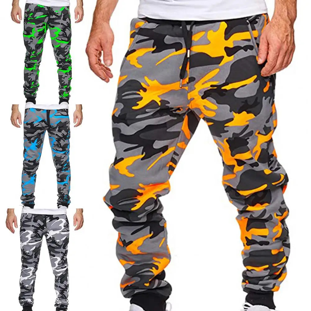 Casual Trousers Colorful Men Pants Anti-shrink Camouflage Jogger Trousers  Pockets