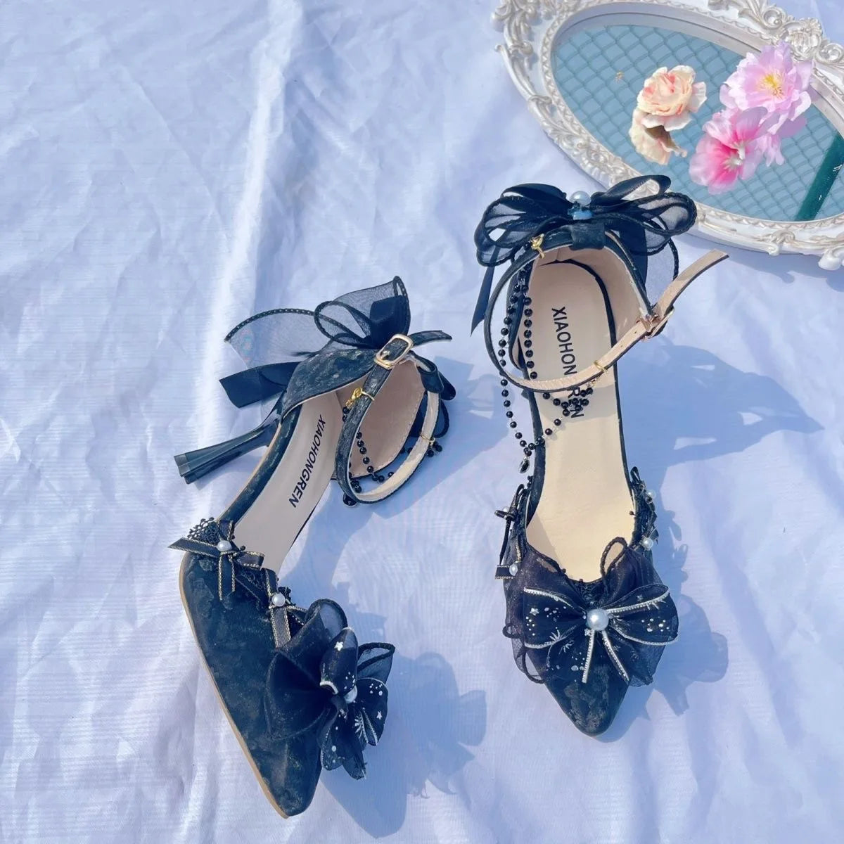 Elegant woman heeled shoes black lolita shoes heels for ladies y2k dress shoes for women High quality wedding shoes bride