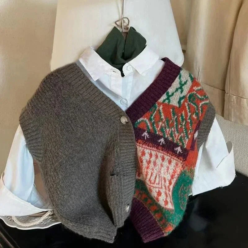 Children's Clothing 2023 Autumn Boys and Girls Western Style Children's Retro Knitted Vest Pants Fashion Winter vest